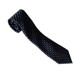 Club Room Mens Navy Blue Geometric Grid Silk Blend Necktie RN121148